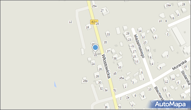 Puławy, Włostowicka, 22, mapa Puław