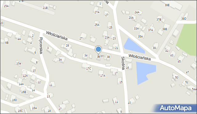 Rybnik, Włościańska, 36, mapa Rybnika