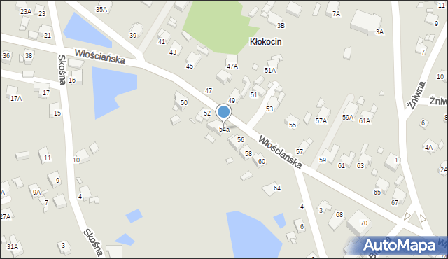 Rybnik, Włościańska, 54a, mapa Rybnika