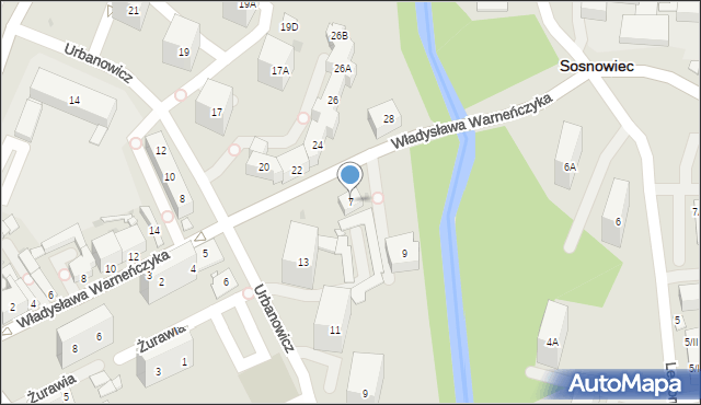 Sosnowiec, Władysława Warneńczyka, 7, mapa Sosnowca