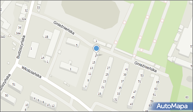 Szczecin, Włościańska, 17, mapa Szczecina