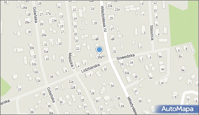 Szczytno, Władysława IV, 30a, mapa Szczytno