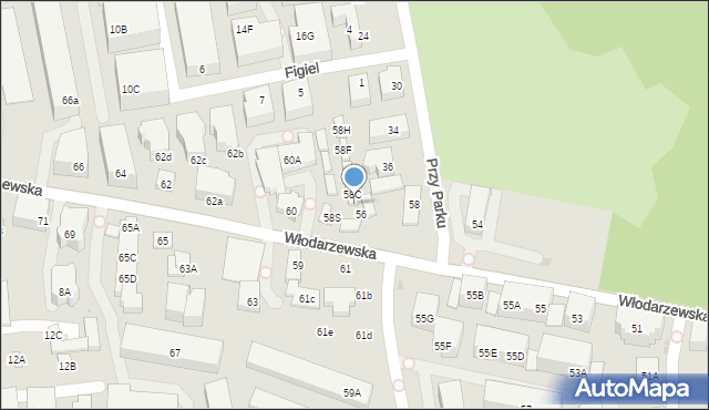 Warszawa, Włodarzewska, 58B, mapa Warszawy