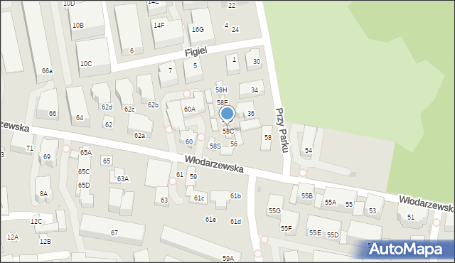 Warszawa, Włodarzewska, 58C, mapa Warszawy