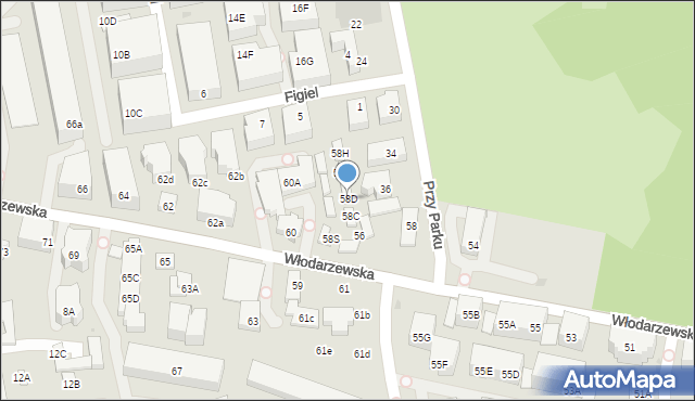 Warszawa, Włodarzewska, 58D, mapa Warszawy