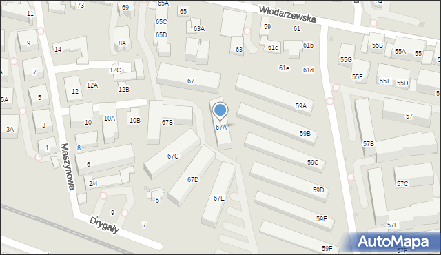 Warszawa, Włodarzewska, 67A, mapa Warszawy