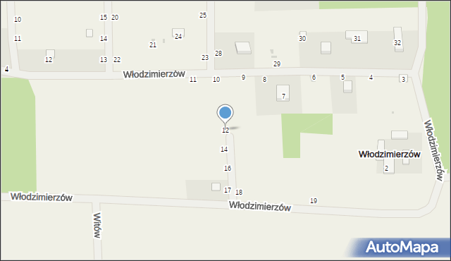 Włodzimierzów, Włodzimierzów, 12, mapa Włodzimierzów