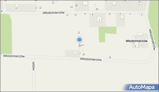 Włodzimierzów, Włodzimierzów, 16, mapa Włodzimierzów