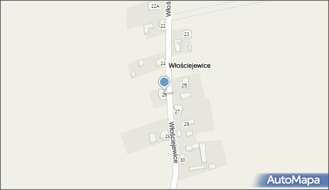 Włościejewice, Włościejewice, 26, mapa Włościejewice