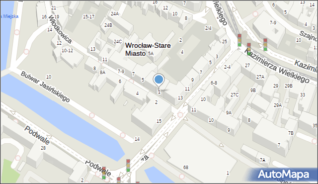 Wrocław, Włodkowica Pawła, 1, mapa Wrocławia