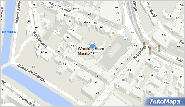 Wrocław, Włodkowica Pawła, 5A, mapa Wrocławia