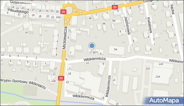Złocieniec, Włókiennicza, 3, mapa Złocieniec