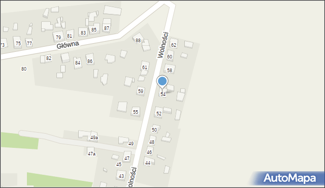 Babienica, Wolności, 54, mapa Babienica