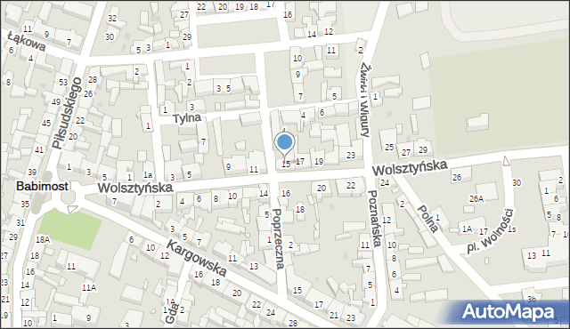 Babimost, Wolsztyńska, 15, mapa Babimost