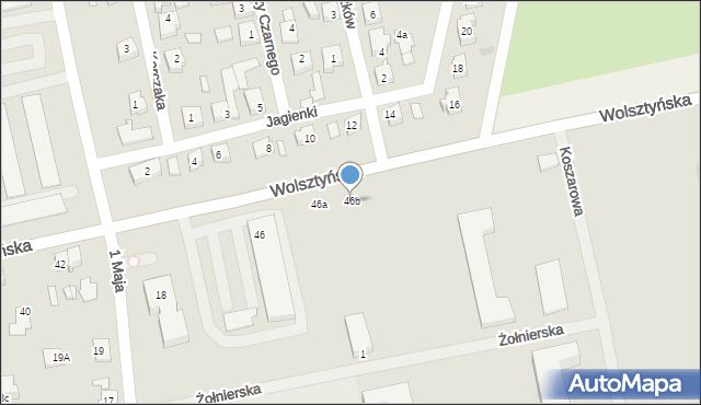 Babimost, Wolsztyńska, 46b, mapa Babimost