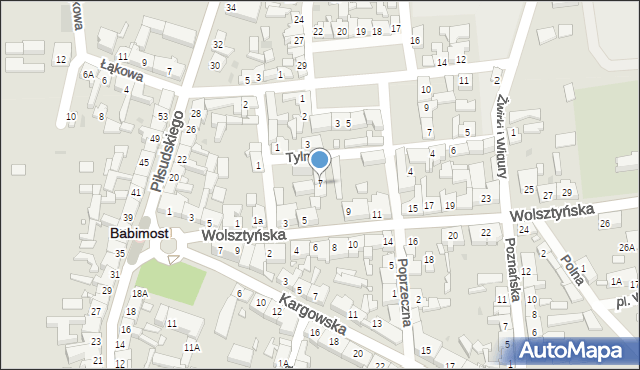 Babimost, Wolsztyńska, 7, mapa Babimost