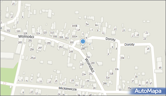 Będzin, Wolności, 296, mapa Będzin