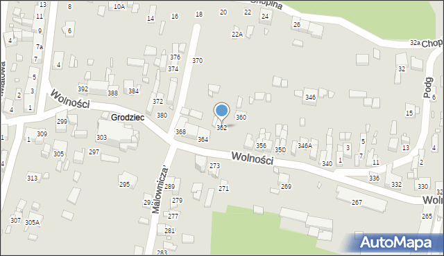 Będzin, Wolności, 362, mapa Będzin