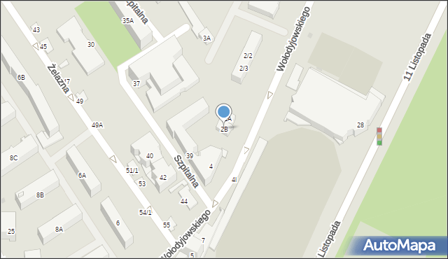 Białystok, Wołodyjowskiego Michała, 2B, mapa Białegostoku