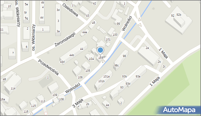 Bielawa, Wolności, 103, mapa Bielawa