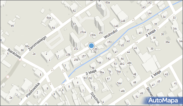 Bielawa, Wolności, 155a, mapa Bielawa