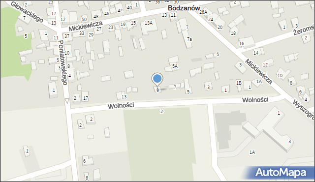 Bodzanów, Wolności, 9, mapa Bodzanów