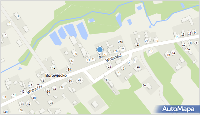 Borowiecko, Wolności, 29, mapa Borowiecko