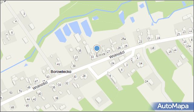 Borowiecko, Wolności, 31, mapa Borowiecko