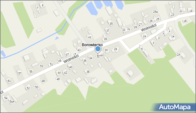 Borowiecko, Wolności, 32, mapa Borowiecko