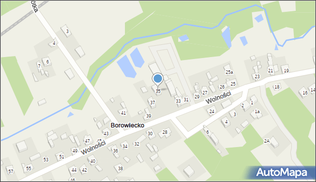 Borowiecko, Wolności, 35, mapa Borowiecko