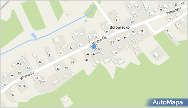 Borowiecko, Wolności, 42, mapa Borowiecko