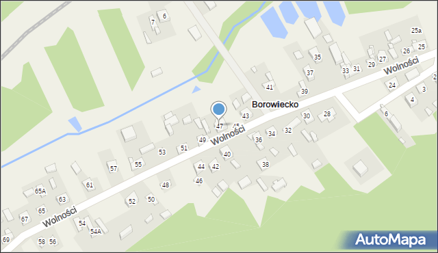 Borowiecko, Wolności, 47, mapa Borowiecko