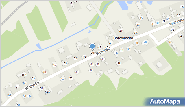 Borowiecko, Wolności, 49, mapa Borowiecko