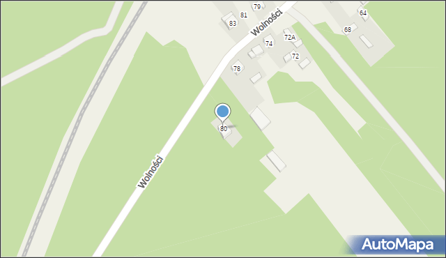 Borowiecko, Wolności, 80, mapa Borowiecko