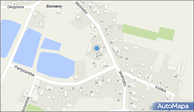 Borowno, Wolności, 14, mapa Borowno