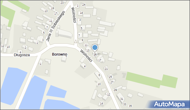 Borowno, Wolności, 15, mapa Borowno