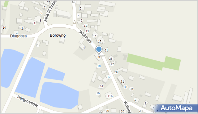 Borowno, Wolności, 6, mapa Borowno