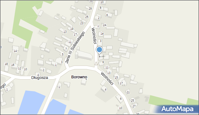 Borowno, Wolności, 7, mapa Borowno