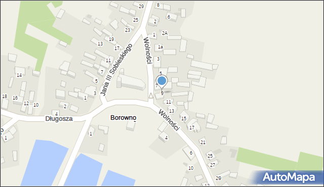 Borowno, Wolności, 9, mapa Borowno