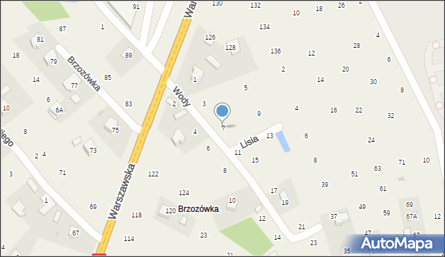 Brzozówka, Wody Stanisława, ks., 7, mapa Brzozówka