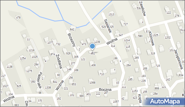 Buczkowice, Woźna, 461, mapa Buczkowice