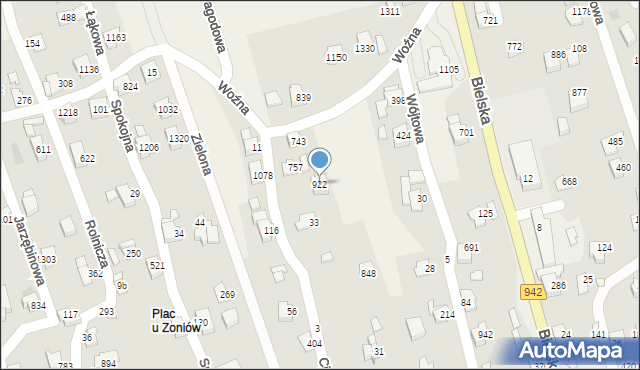 Buczkowice, Woźna, 922, mapa Buczkowice