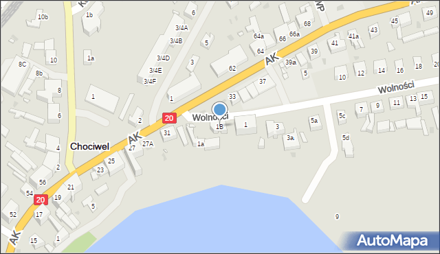 Chociwel, Wolności, 1B, mapa Chociwel