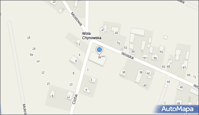 Chynów, Wolska, 34, mapa Chynów