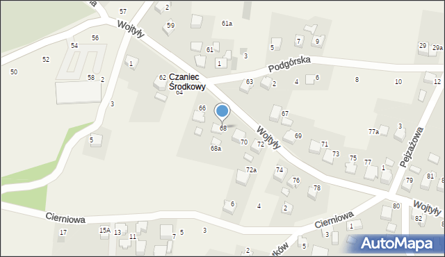 Czaniec, Wojtyły Karola, kard., 68, mapa Czaniec