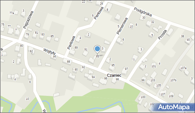 Czaniec, Wojtyły Karola, kard., 93, mapa Czaniec