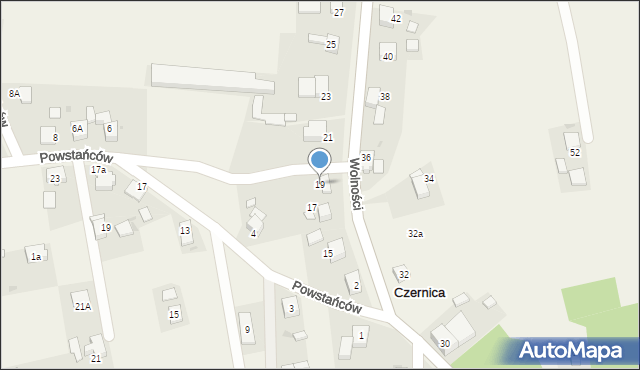 Czernica, Wolności, 19, mapa Czernica