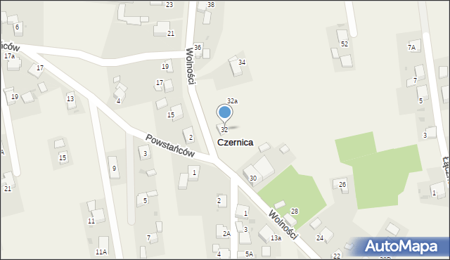 Czernica, Wolności, 32, mapa Czernica