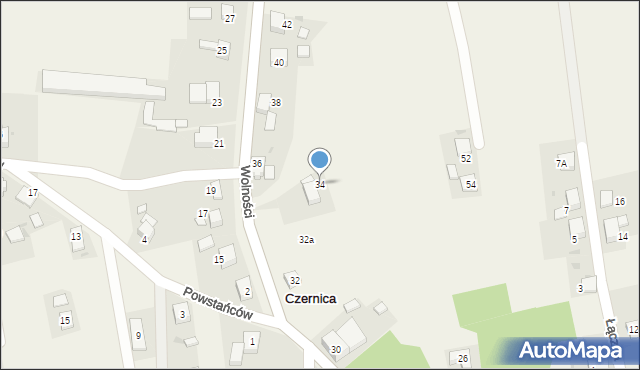 Czernica, Wolności, 34, mapa Czernica