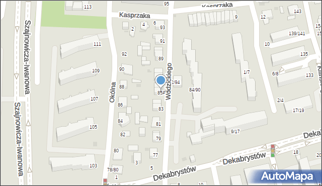 Częstochowa, Wodzickiego Stanisława, 85A, mapa Częstochowy